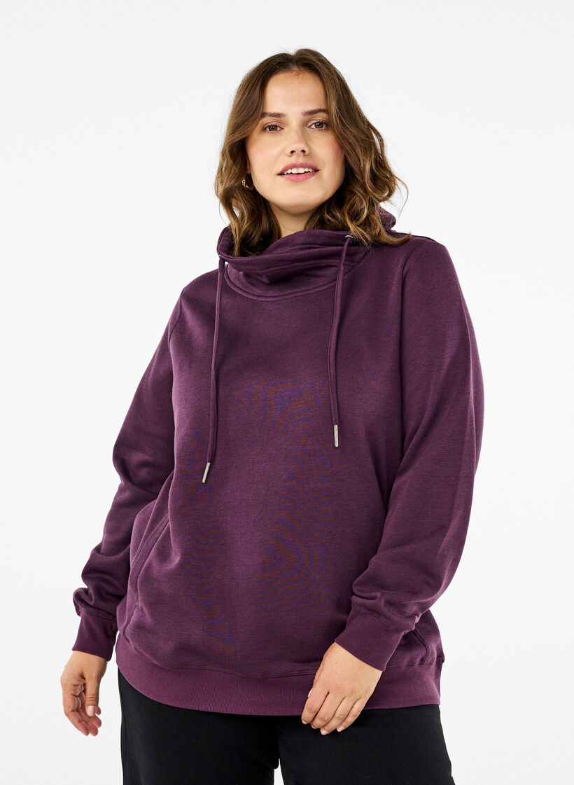 FLASH - Sweatshirt med hög krage, Plum Perfect, Model image number 0