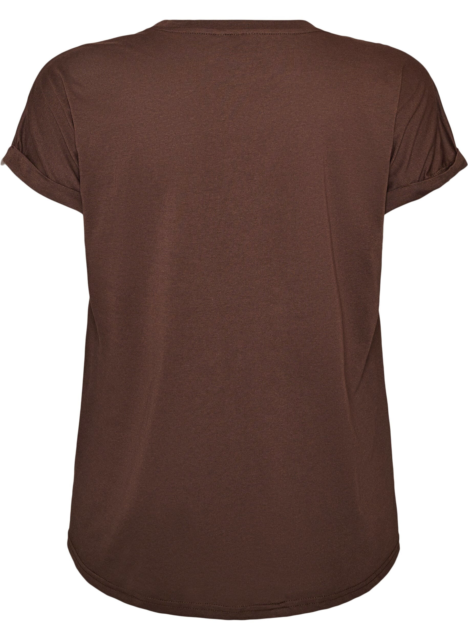 ZizziKort&auml;rmad t-shirt i bomullsmix, Brun, Packshot image number 1