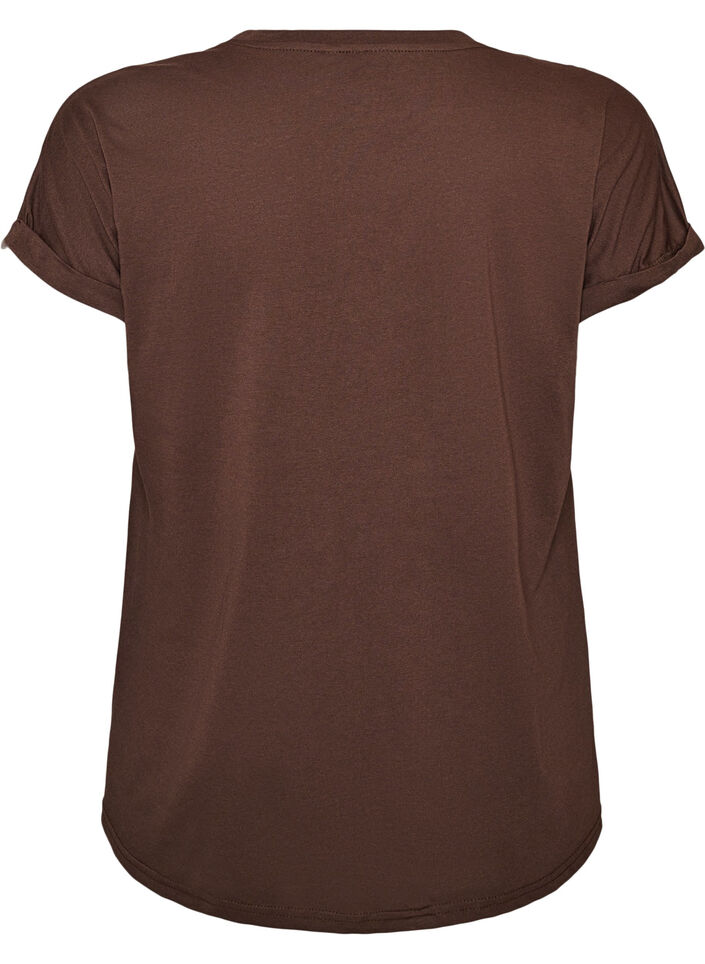 Kort&auml;rmad t-shirt i bomullsmix, Brun, Packshot image number 1