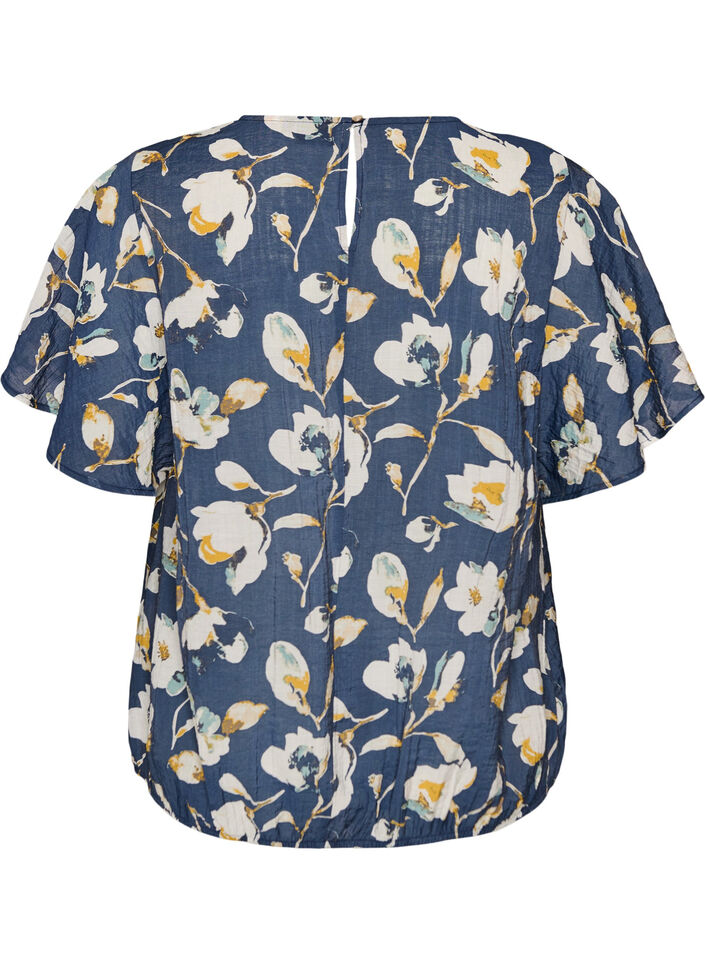 Blus med ballongform och ving&auml;rmar, Bl&aring;, Packshot image number 1