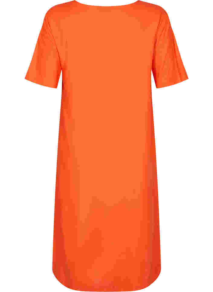 Kortärmad skjortklänning i viskos, Mandarin Red, Packshot image number 1