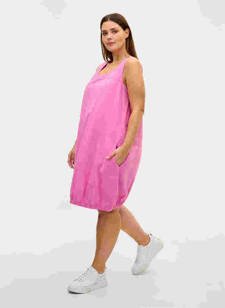 Ärmlös klänning i bomull, Cyclamen, Model image number 2