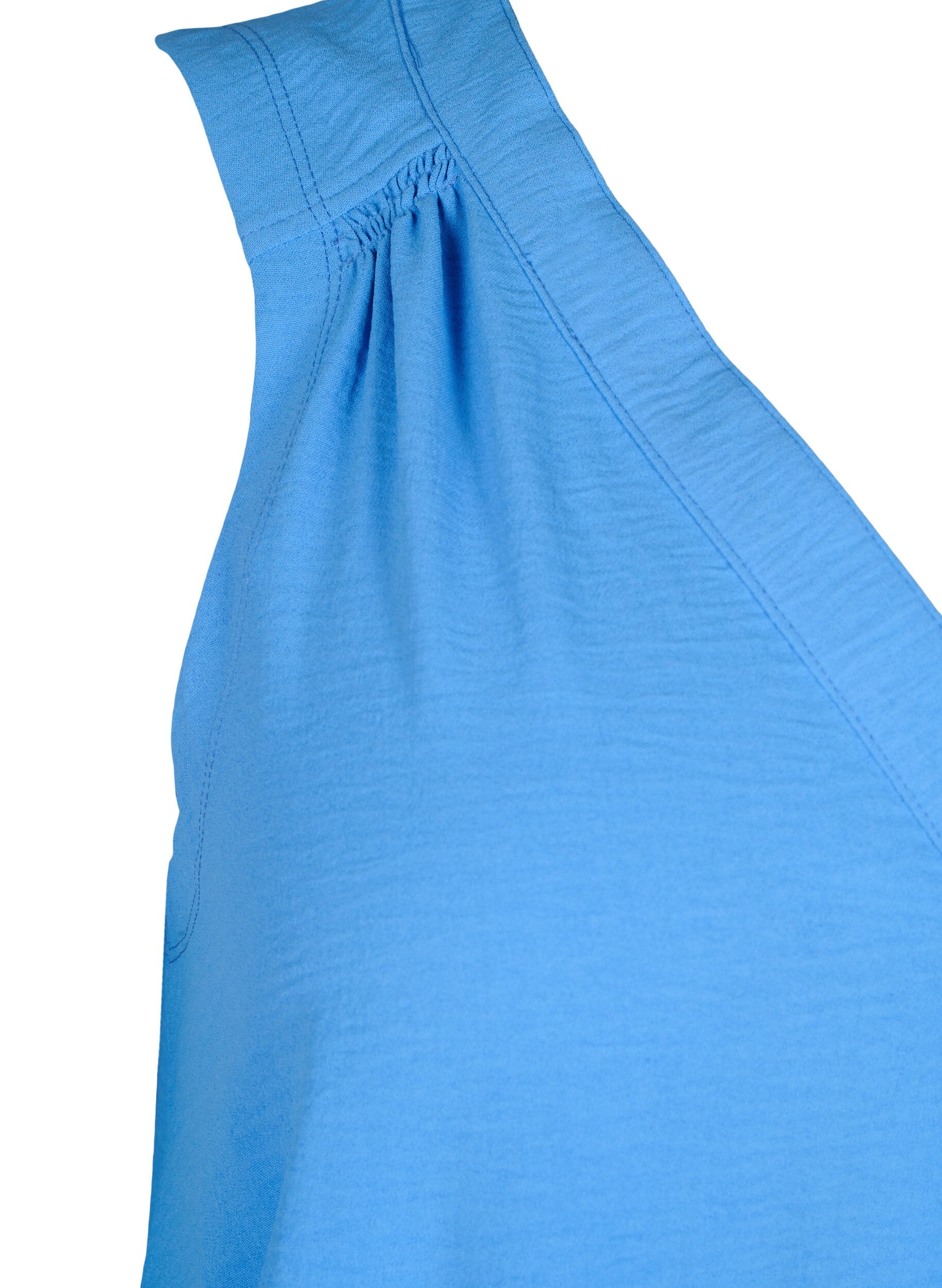 Zizzi&Auml;rml&ouml;s topp med rynkdetaljer, Bl&aring;, Packshot image number 3