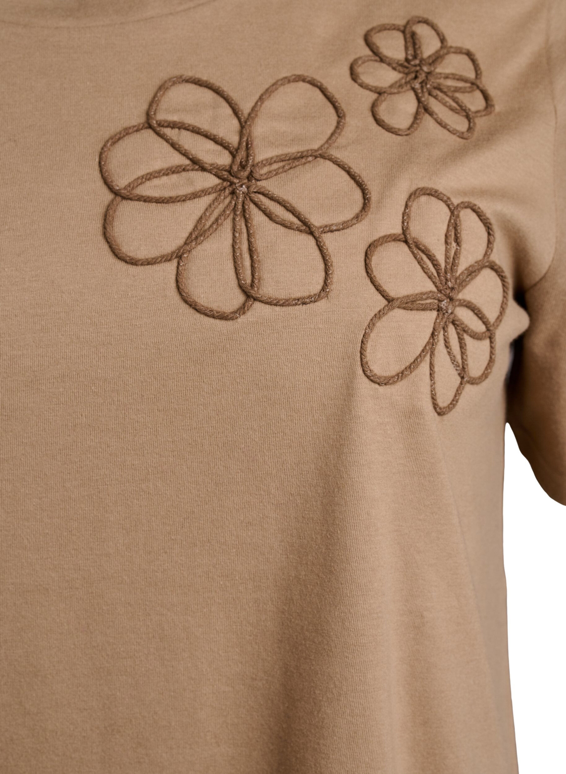 Zizzi T-shirt med dekorativa detaljer, Beige, Packshot image number 2