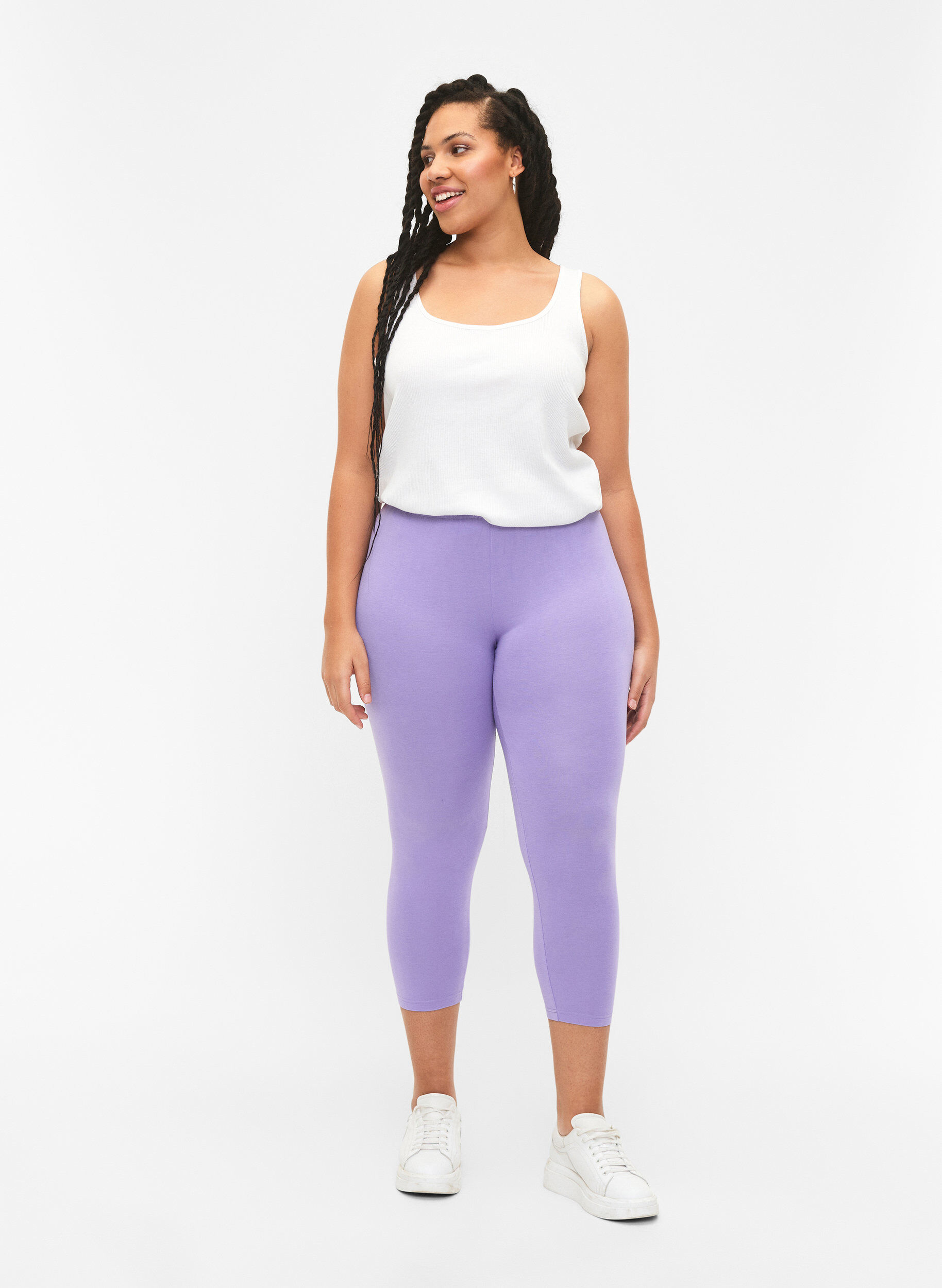 Zizzi 3/4 bas-leggings, Lila, Model image number 1