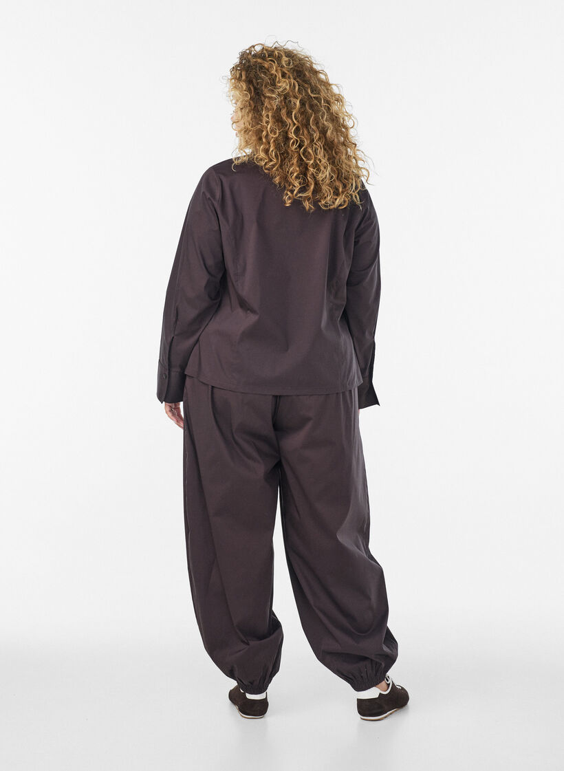 Kort skjorta med tv&aring;v&auml;gsdragkedja, Brun, Model image number 2