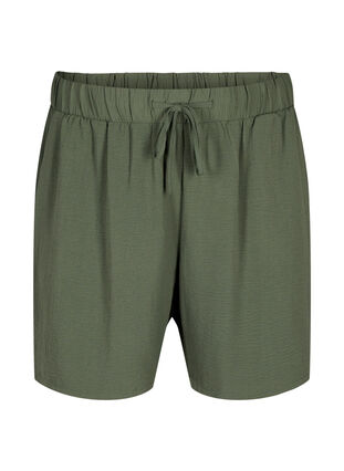 Shorts med fickor och resår i midjan, Thyme, Packshot image number 0