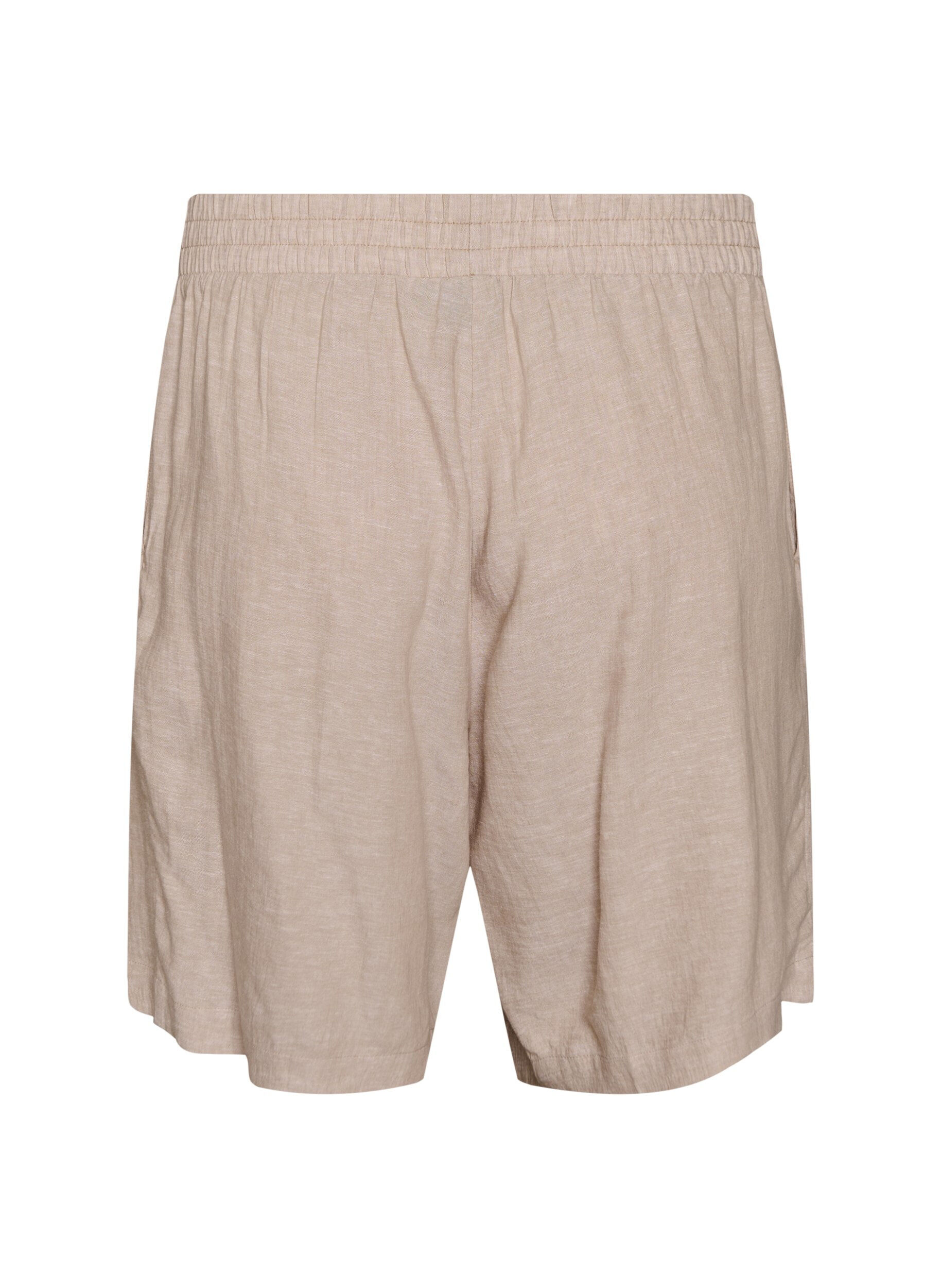 Zizzi Shorts i linne och viskos med h&ouml;g midja, Beige, Packshot image number 1