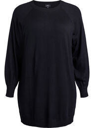 Kort stickad klänning med raglanärmar, Svart