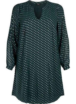 Långärmad klänning med folietryck, Scarab w. Silver, Packshot image number 0