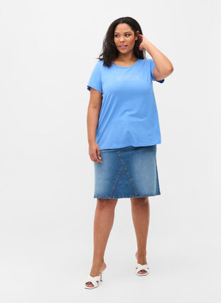 T-shirt i bomull med tryck, Ultramarine TEXT, Model image number 2
