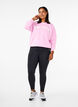 Sweatshirt med frott&eacute;text, Rosa, Model image number 1