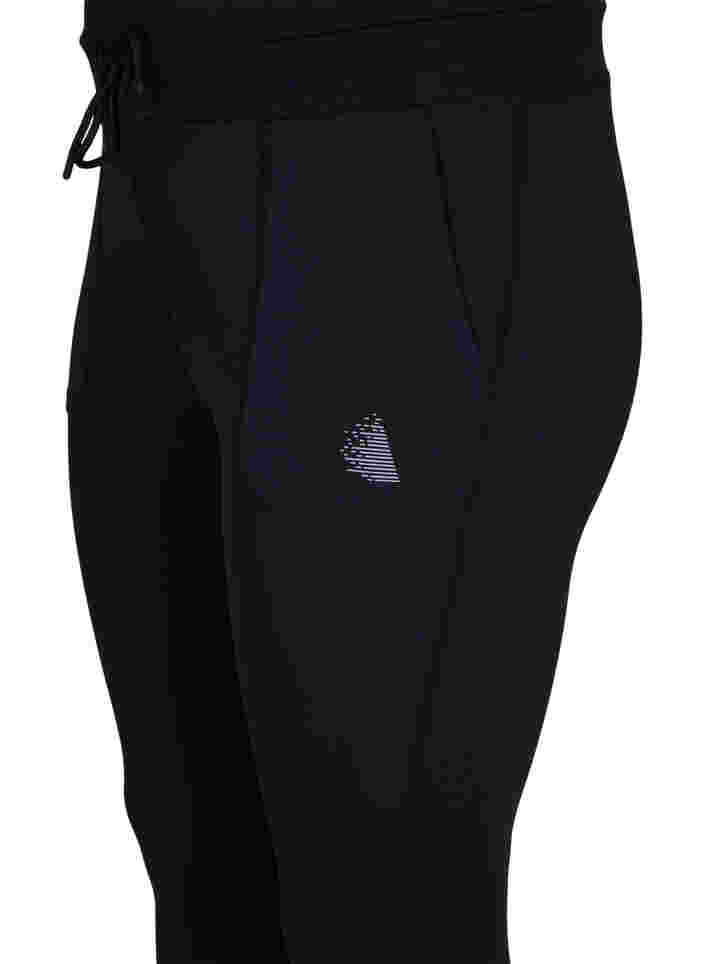 Ankellånga tights med fickor och justerbar snörning, Black, Packshot image number 2