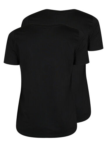 T-shirt i 2-pack med v-hals, Black / Black, Packshot image number 1
