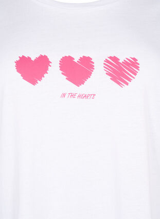 T-shirt i bomull med rund halsringning och tryck, B. White W. Hearts, Packshot image number 2