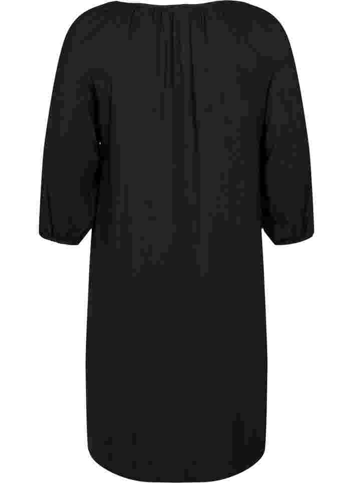 Viskosklänning med v-ringning, Black, Packshot image number 1