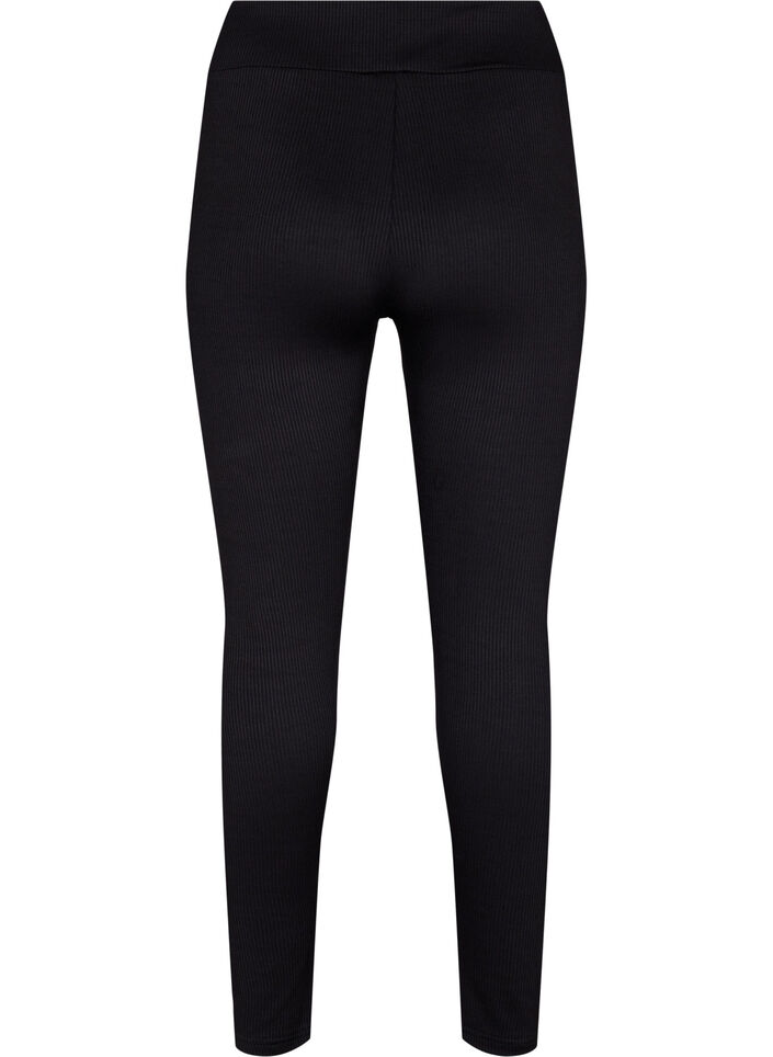 Ribbade leggings med stretch, Black, Packshot image number 1