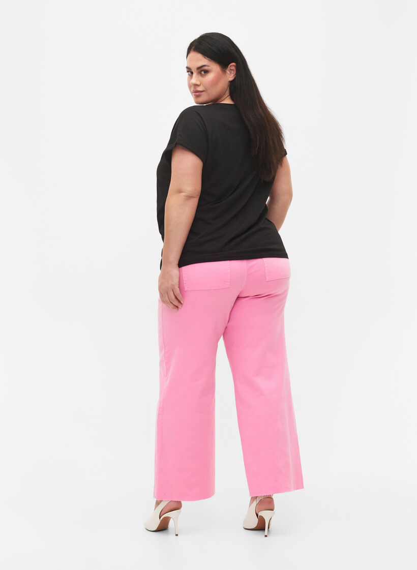 Utsv&auml;ngda jeans med h&ouml;g midja, Rosa, Model image number 1
