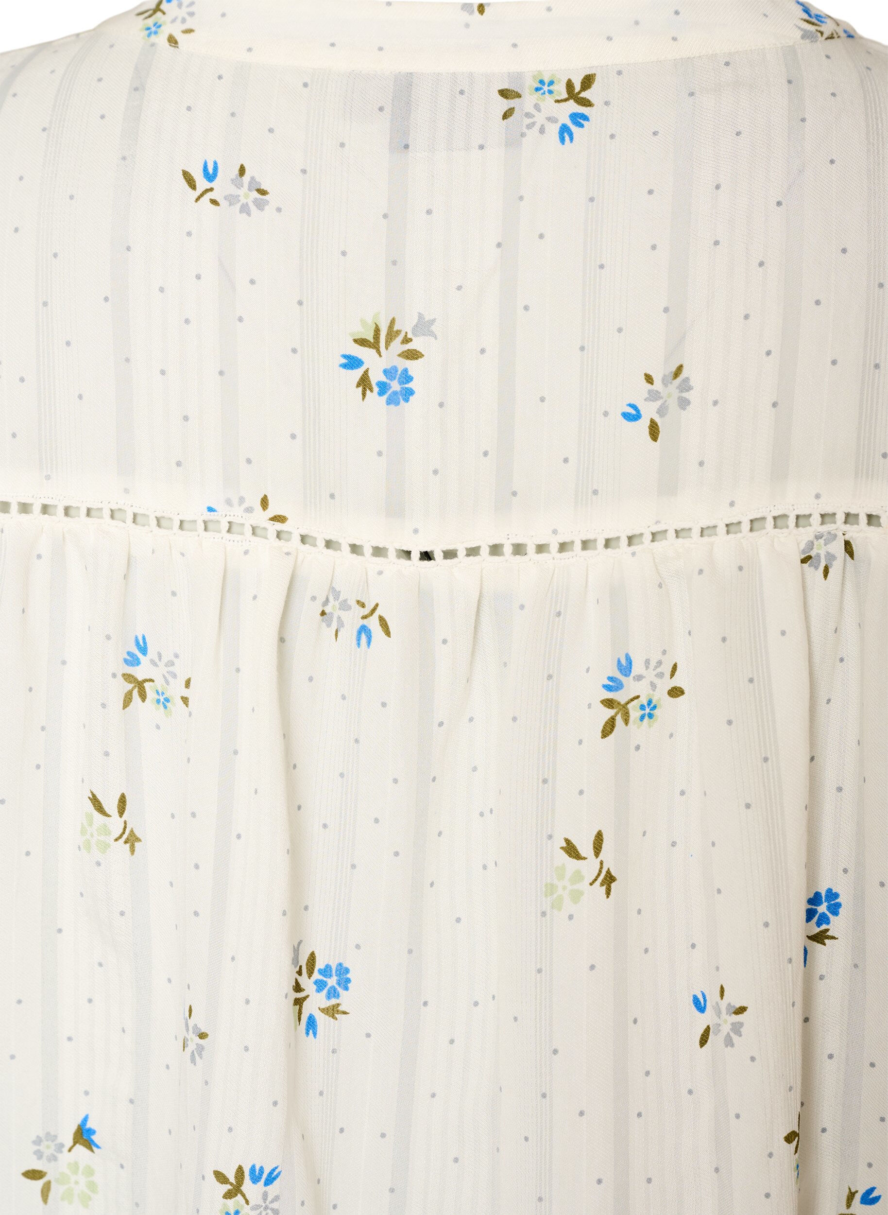 ZizziKort viskoskl&auml;nning med spetsdekor och A-linjeformad sk&auml;rning, Vanilla, Packshot image number 3