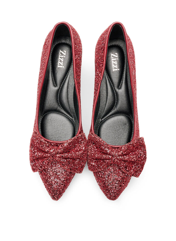 Glitterpumps med rosett, R&ouml;d, Packshot image number 2