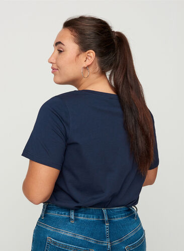 Kortärmad t-shirt med print, Navy Blazer/Rock, Model image number 1
