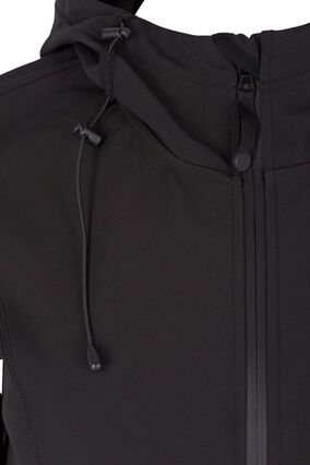 Kort softshell jacka med luva, Black, Packshot image number 2