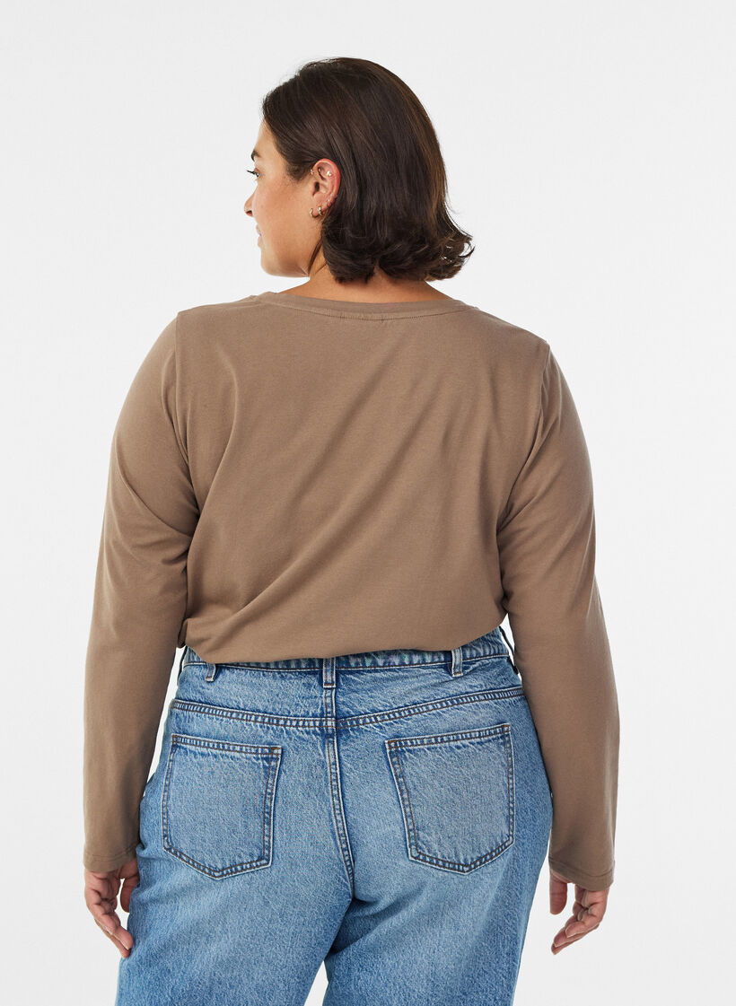 Baslinne i jersey med l&aring;nga &auml;rmar, Brun, Model image number 2