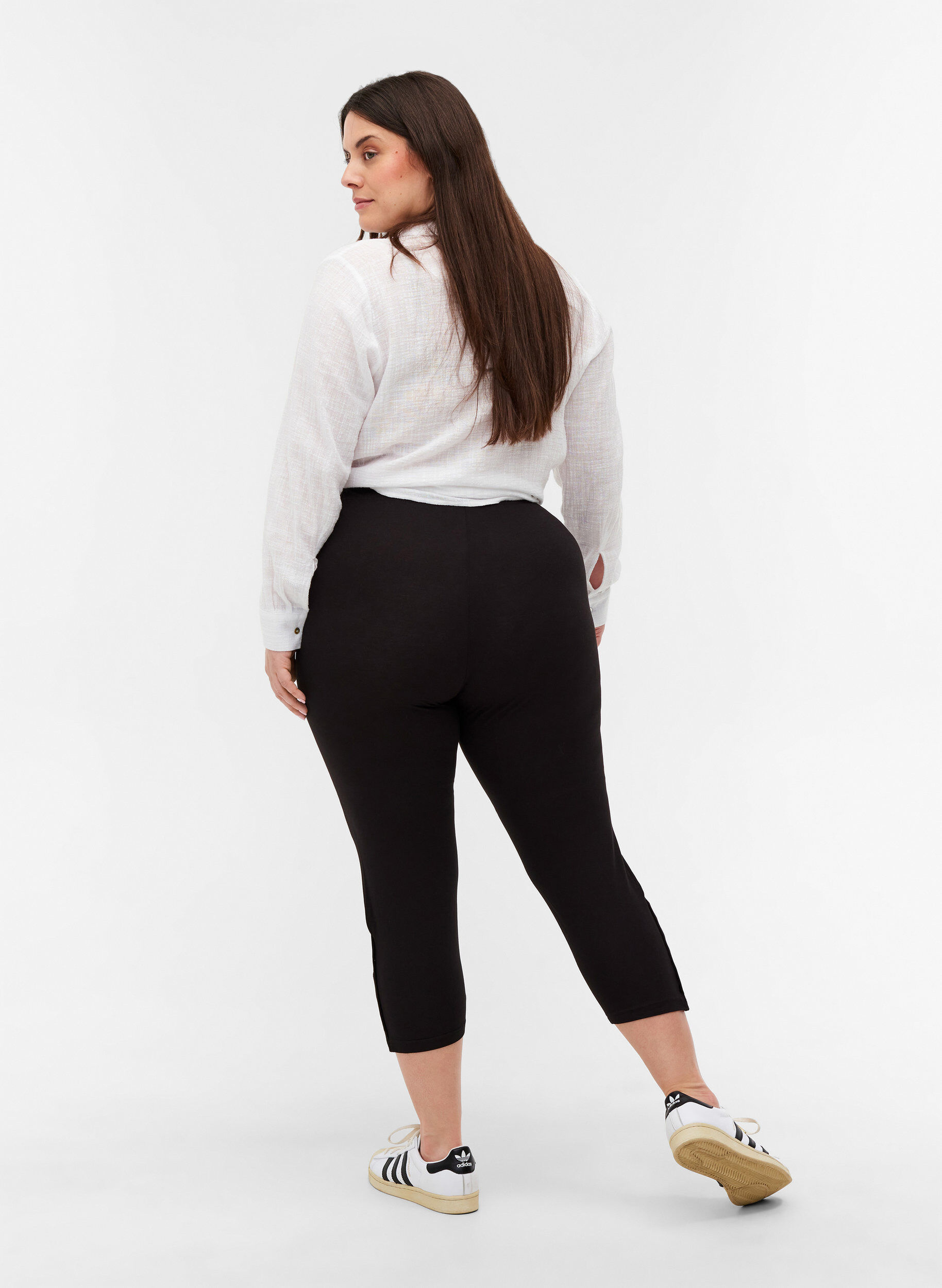 Zizzi 3/4 leggings med knappar, Black, Model image number 1