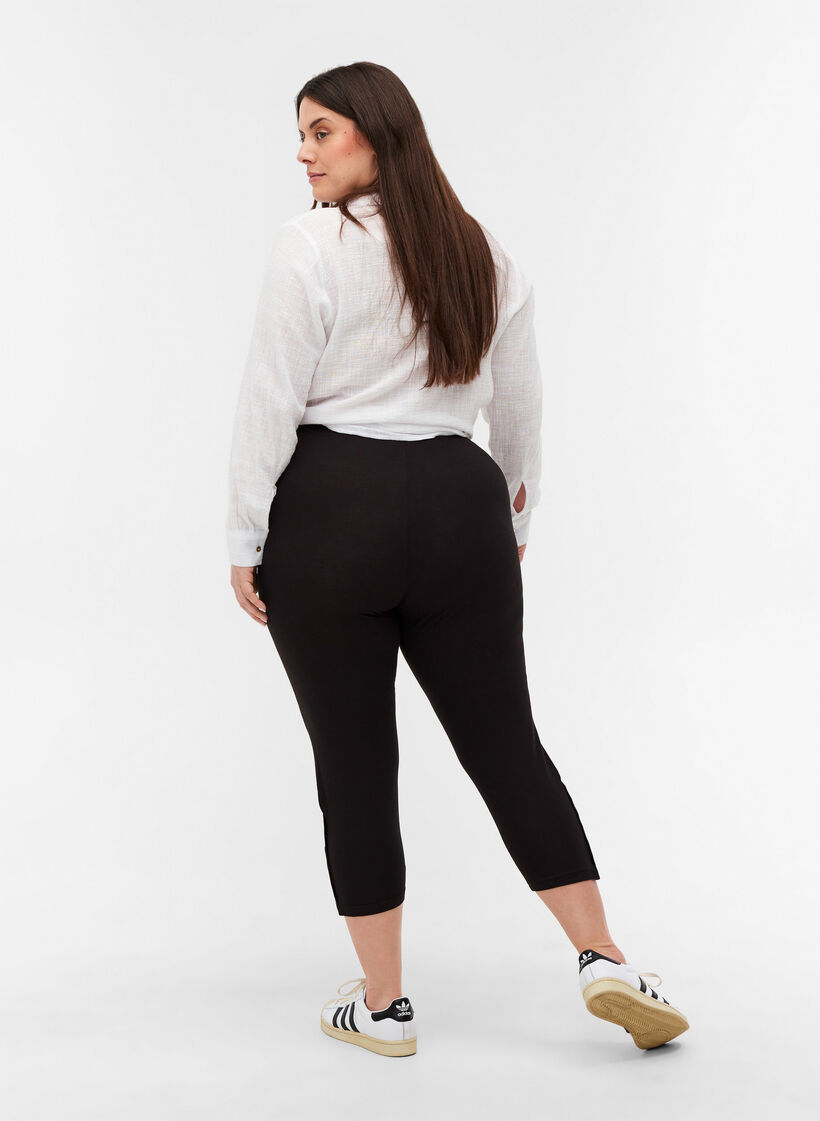 3/4 leggings med knappar, Black, Model image number 1