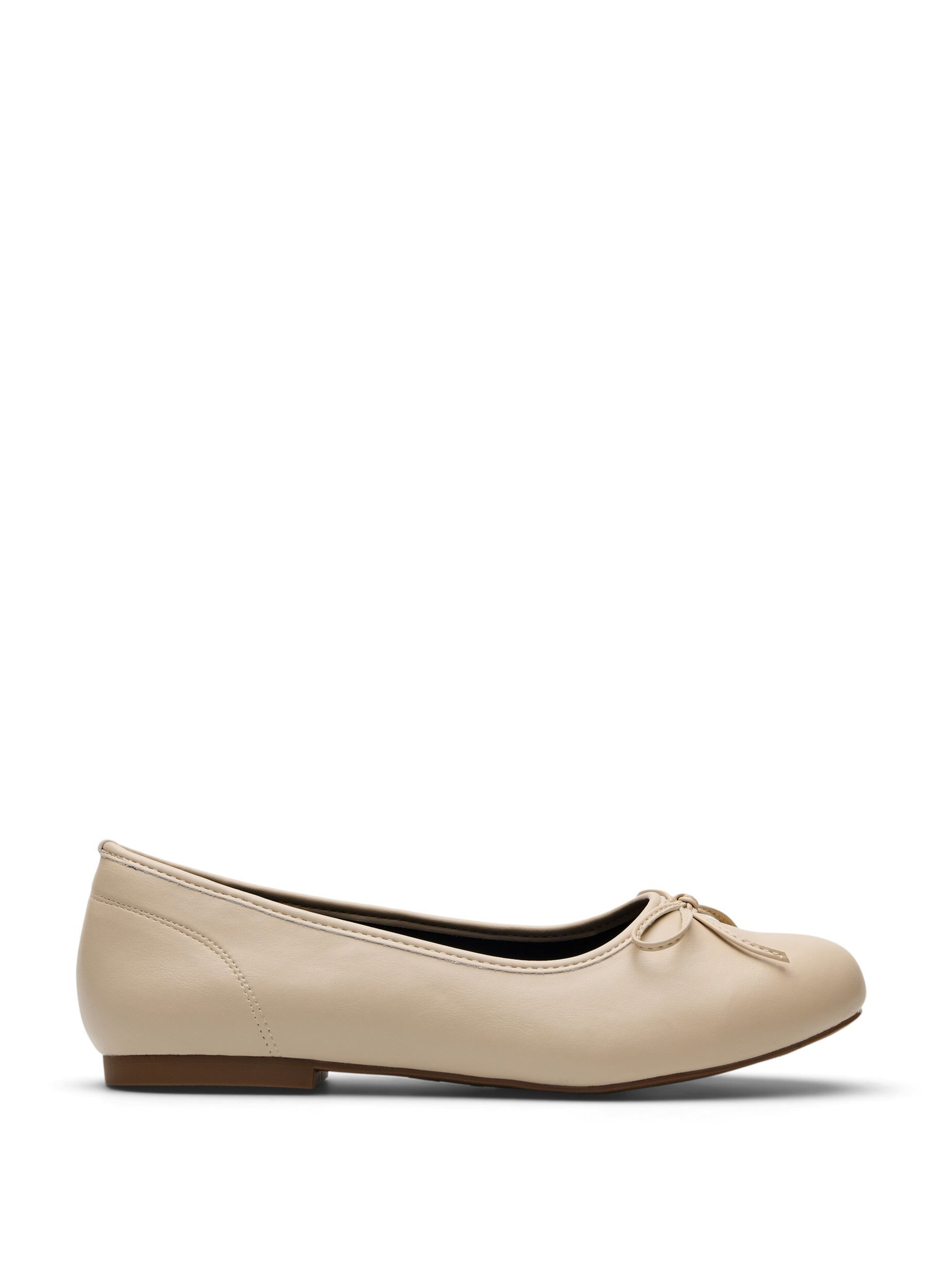 Zizzi Wide fit - Ballerinaskor med rosett, Beige, Packshot image number 0
