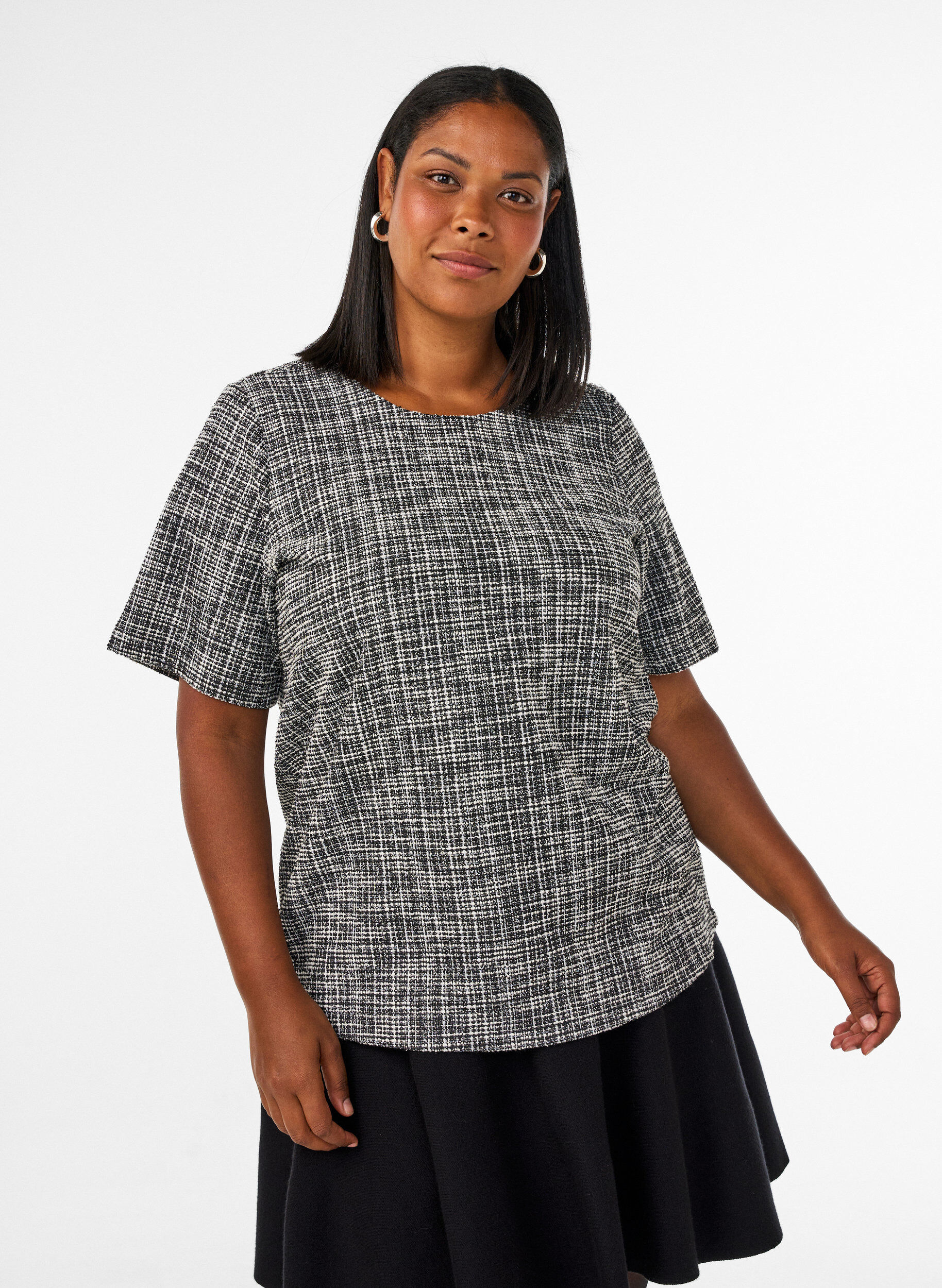 V&auml;vd blus med knappdetalj, Vanilla, Model