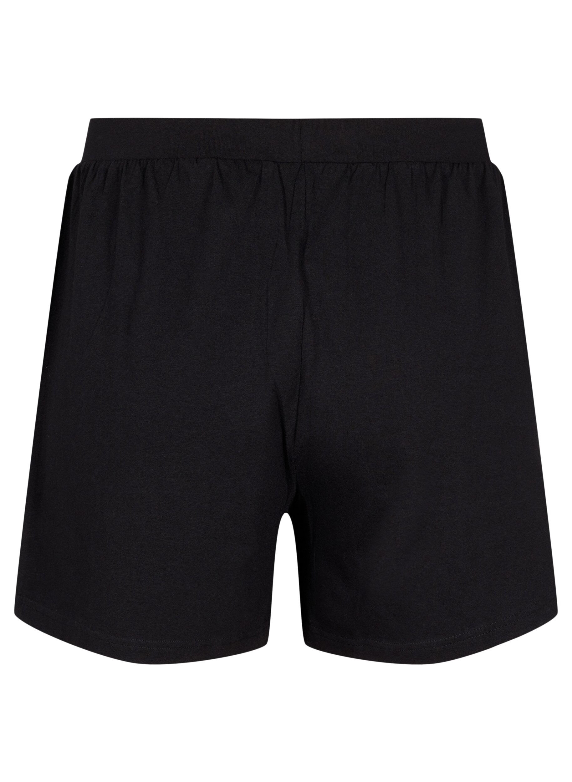 Zizzi L&ouml;st sittande pyjamasshorts i bomullsmix, Svart, Packshot image number 1