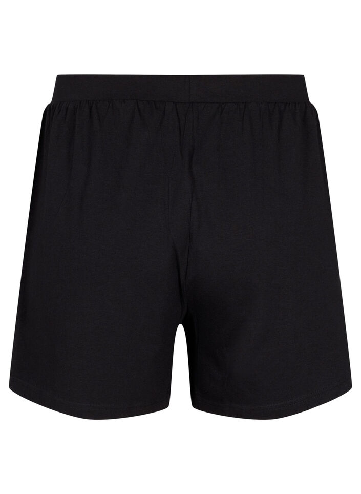 Löst sittande pyjamasshorts i bomullsmix, Svart, Packshot image number 1