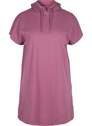 Lång sweatshirt med korta ärmar, Grape Nectar Melange, Packshot image number 0