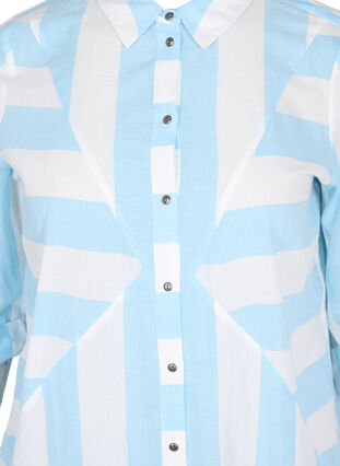 Randig bomullsskjorta med 3/4-ärmar, Blue Bell Stripe, Packshot image number 2