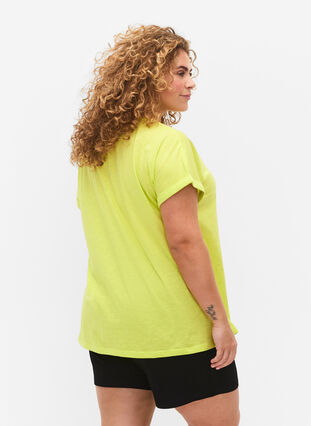 T-shirt med tryck i ekologisk bomull, Wild Lime w. Navy, Model image number 1