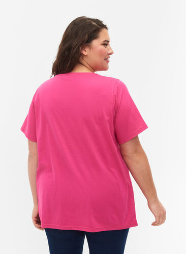 T-shirt från FLASH med tryck, Raspberry Rose, Model image number 1