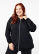 Kofta i sweatshirt material med huva och fickor, Svart, Model image number 0