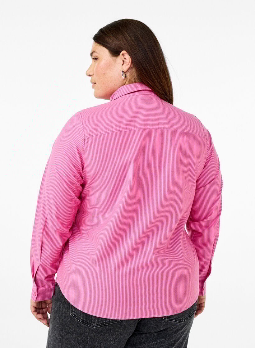 L&aring;ng&auml;rmad bomullsskjorta, R&ouml;d, Model image number 2