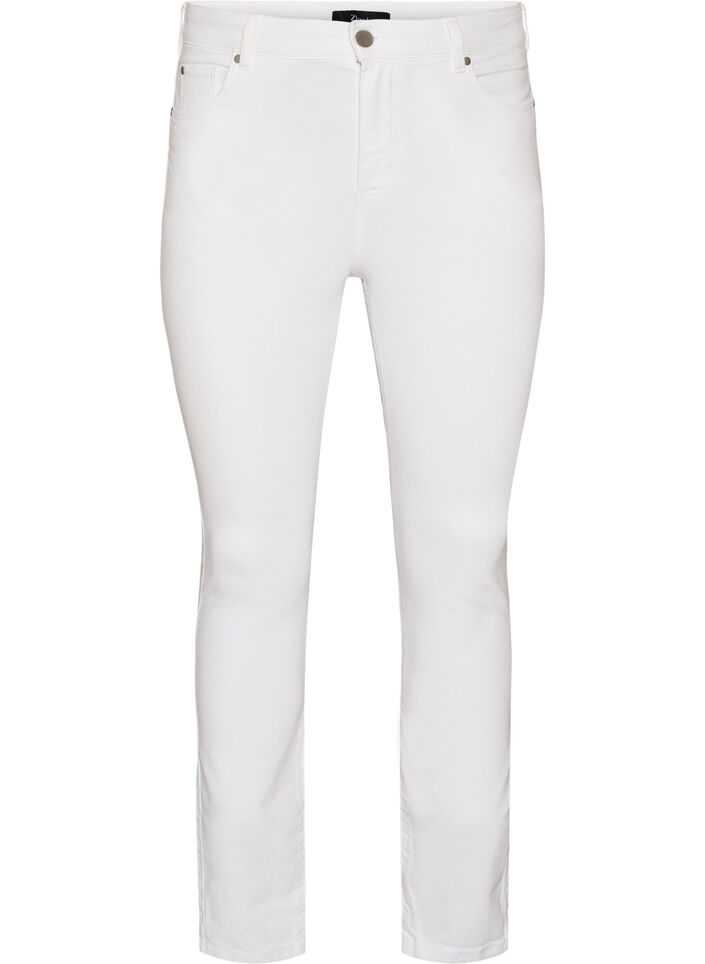 Amy jeans med h&ouml;g midja och supersmal passform, Vit, Packshot image number 0