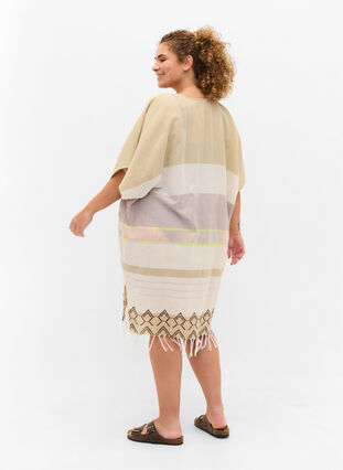 Randig strandklänning i bomull med fransar, Sand As Sample, Model image number 1