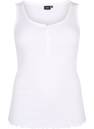 Ribbat linne med knappar, Bright White, Packshot image number 0