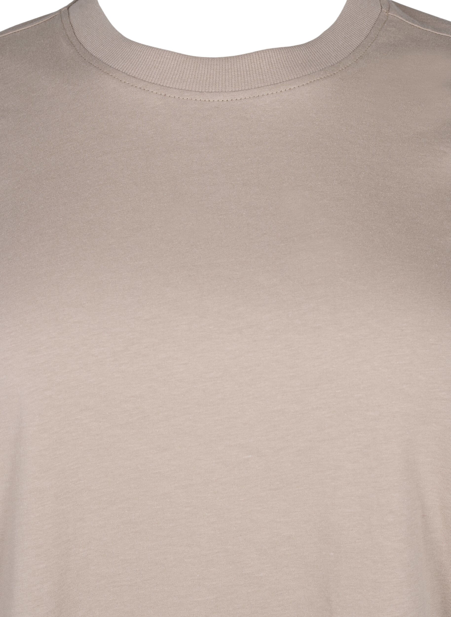 Zizzi Enkel t-shirt i bomull med rund halsringning, Beige, Packshot image number 2