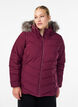 Kort pufferjacka med huva, M&ouml;rk Bordeaux, Model image number 0