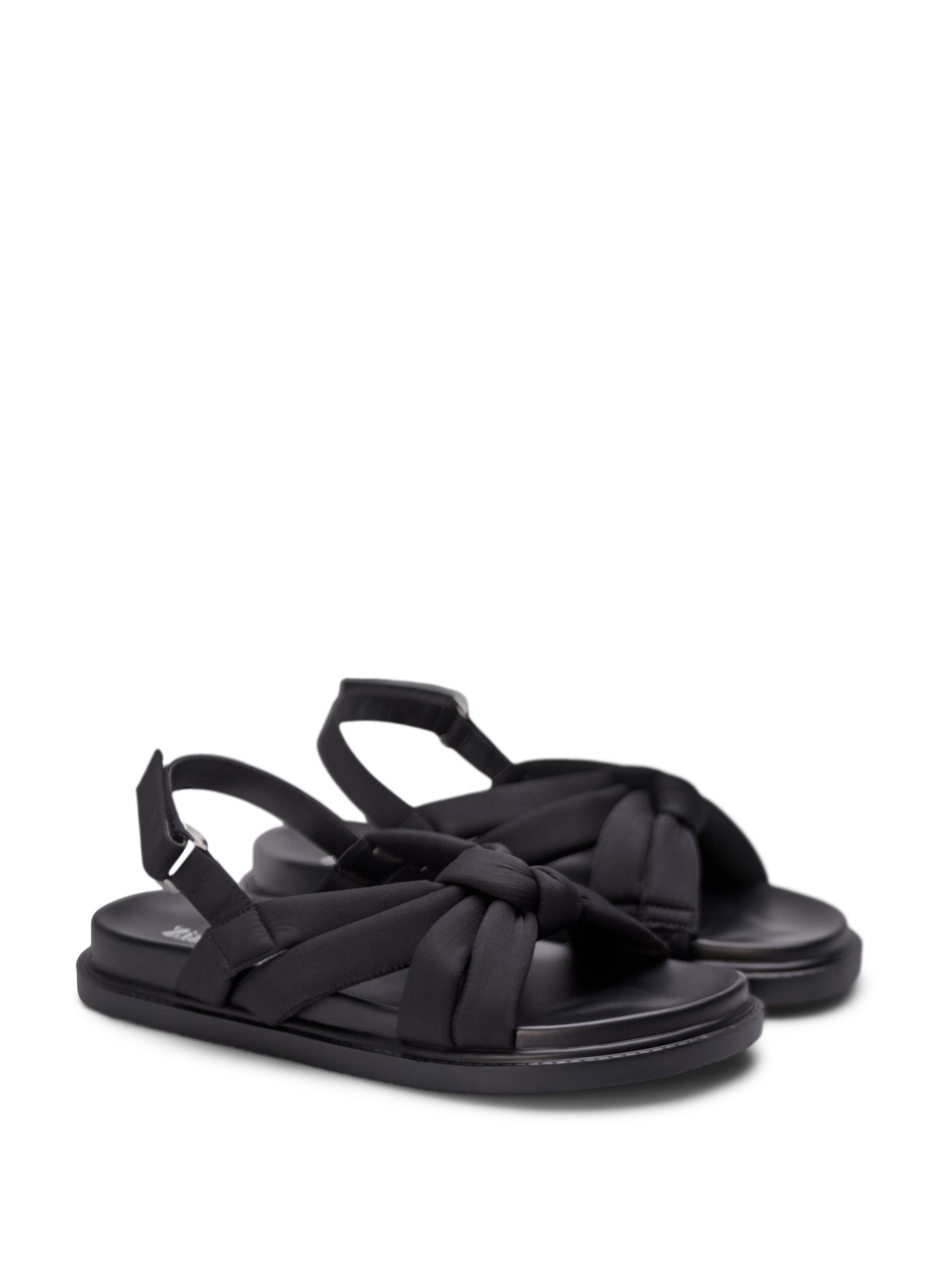 Zizzi Sandal med bred passform och knutdetalj, Svart, Packshot image number 1