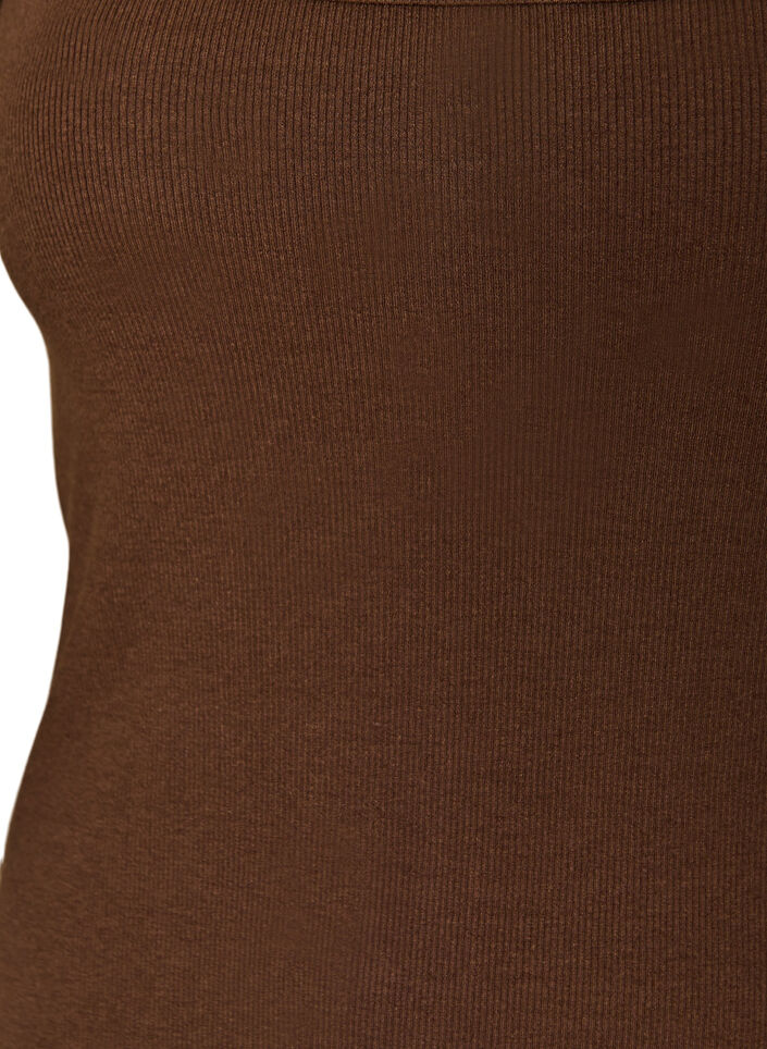 Ribbad topp med fyrkantig ringning, Brun, Packshot image number 2