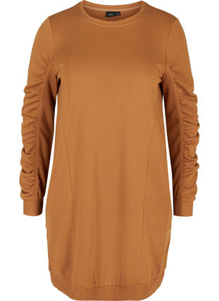 Sweatshirtklänning med fickor och draperade ärmar, Rubber, Packshot image number 0