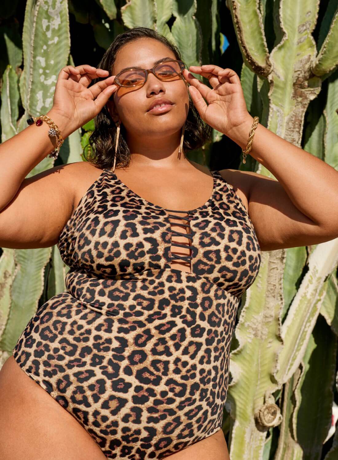 Zizzi Kjol med leopardm&ouml;nster, , Model