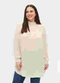 Långärmad tunika med volangkrage, Warm Off-white, Model
