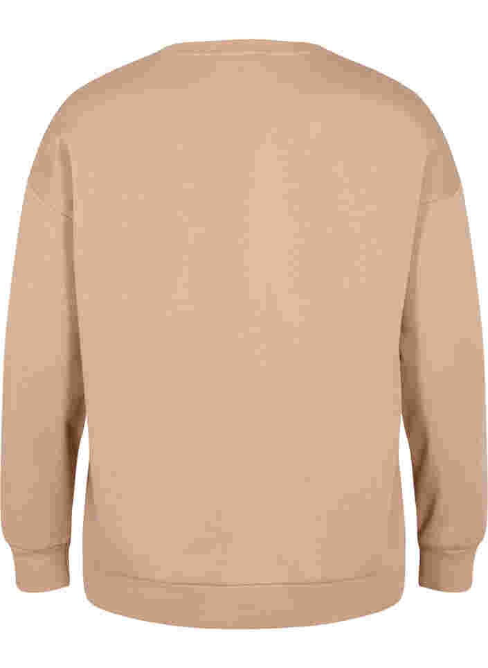Sweatshirt med sportigt tryck, Tannin, Packshot image number 1